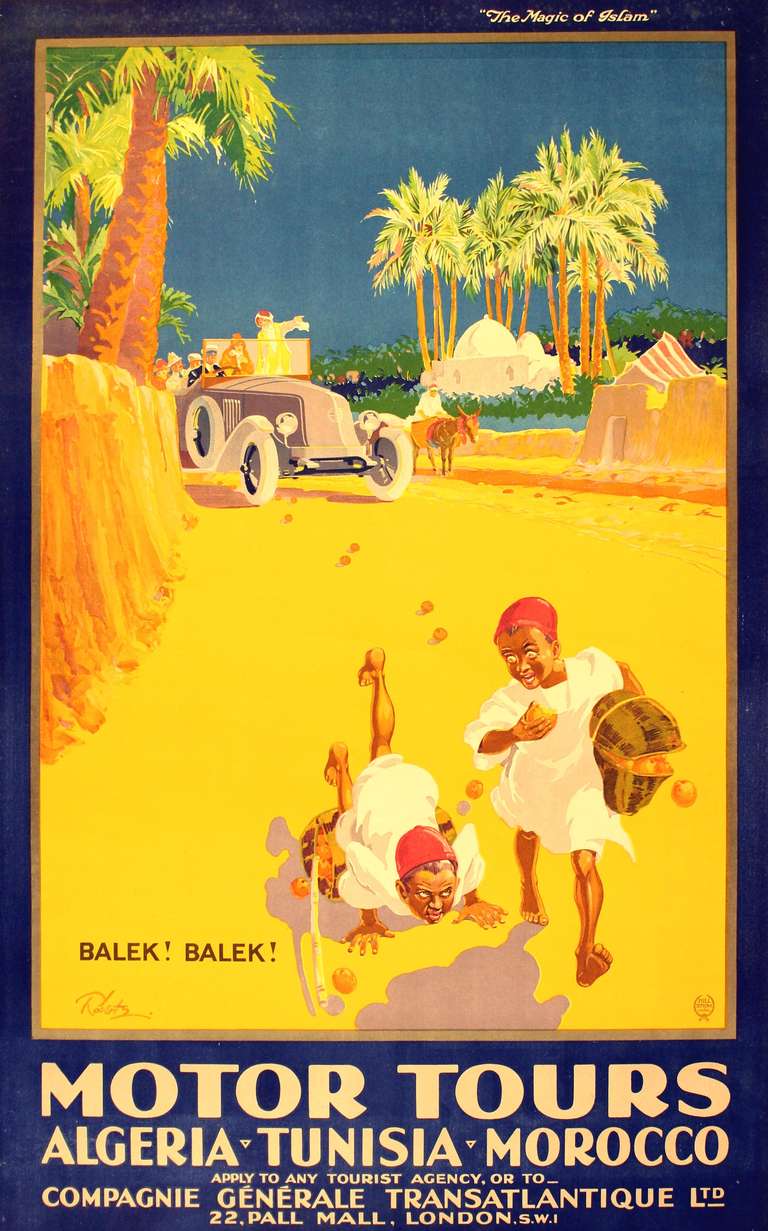 William Roberts Print - Original vintage poster: Algeria Tunisia Morocco, The Magic of Islam Motor Tours