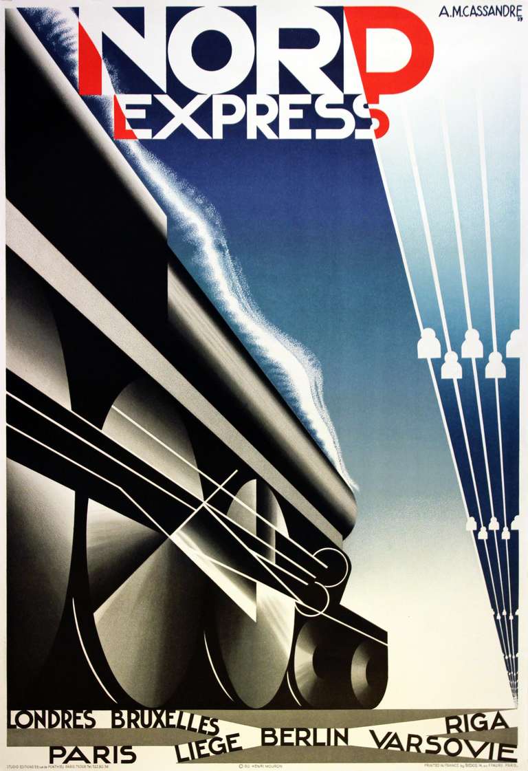 Adolphe Mouron Cassandre Print �– Original Art Deco Dampfzug Poster für Nord Express