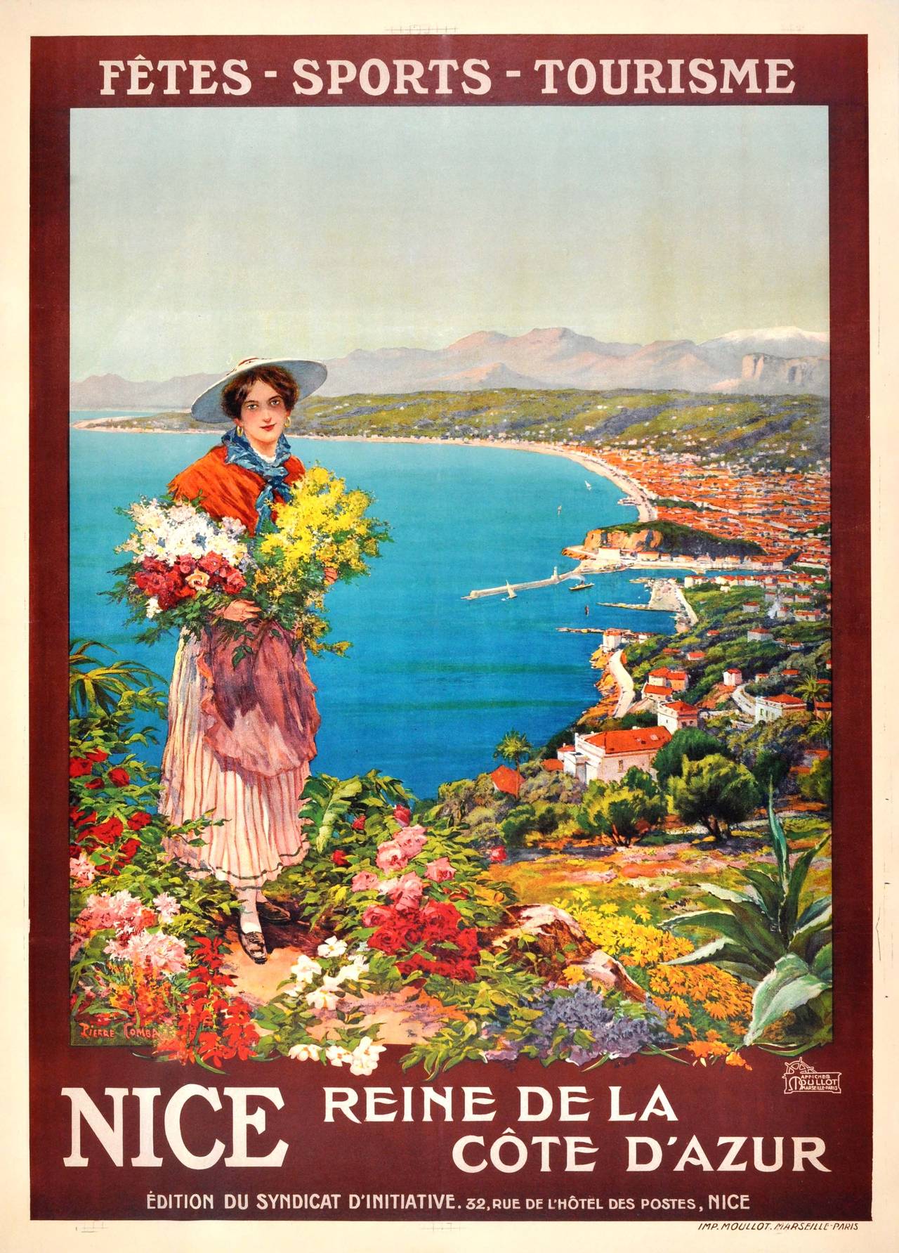 Pierre Comba Print - Original Vintage Poster: Nice Reine de la Cote d'Azur - Queen of the Cote d'Azur