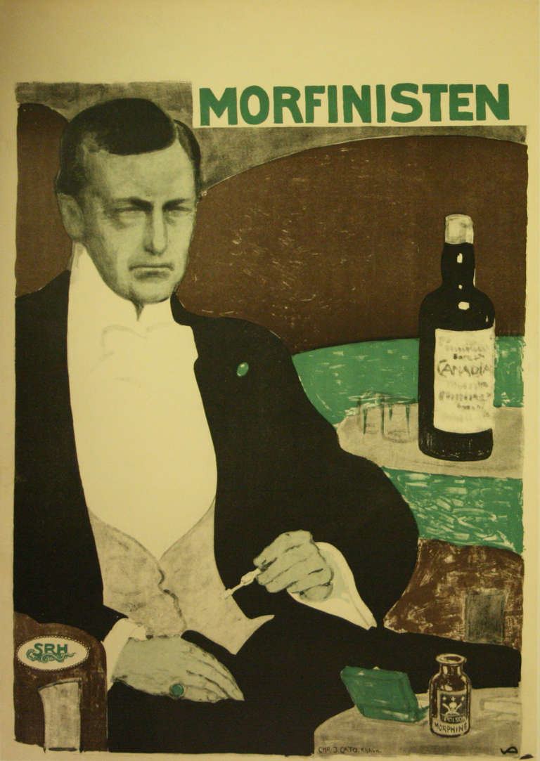 Unknown Print - Original vintage poster for the 1911 film, Morfinisten (aka The Morphine Takers)
