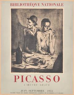 Original Vintage Exhibition Poster Featuring The Frugal Meal By Pablo Picasso