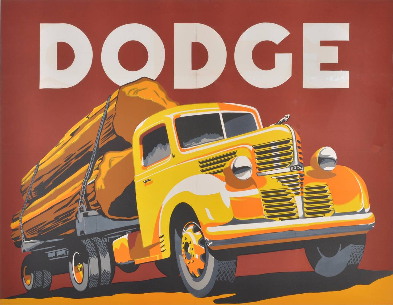 Unknown Nude Print - Original Vintage Advertising Poster Featuring A Dodge VC TD-21 Pickup Lug Truck