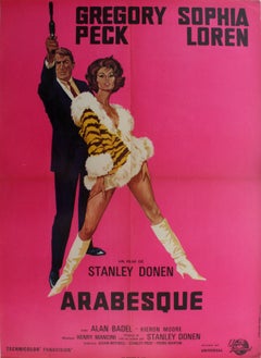 Original Vintage Movie Poster For Arabesque Starring Gregory Peck & Sophia Loren