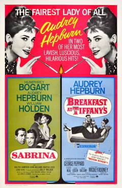 Original Vintage Audrey Hepburn Film Poster For Breakfast At Tiffany's & Sabrina