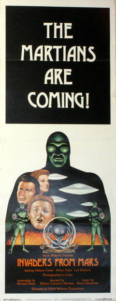 Original Vintage film poster for a horror sci-fi movie, Invaders from Mars