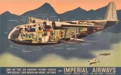 Original Vintage Travel Advertising Poster: Imperial Airways Empire Flying Boats