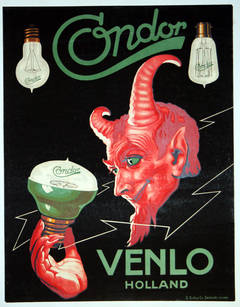 Original vintage light bulb advertising poster for Condor Lights, Venlo Holland