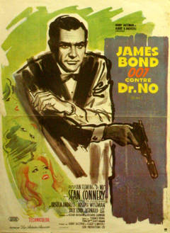 Original vintage 007 movie poster for Dr No starring Sean Connery as James Bond