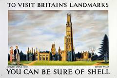 Original Vintage Art Deco travel poster issued by Shell: Hadlow Castle, Kent