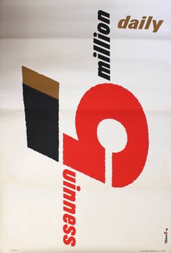 Vintage Original 1958 Modernist Design Advertising Poster For Guinness By Abram Games