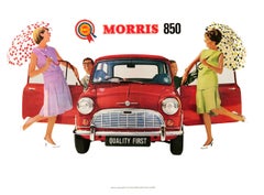 Original Vintage Advertising Poster For The Iconic British Car - Morris 850 Mini