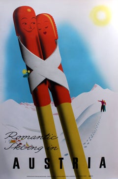 Original Vintage Winter Sports Poster - Romantic Skiing In Austria
