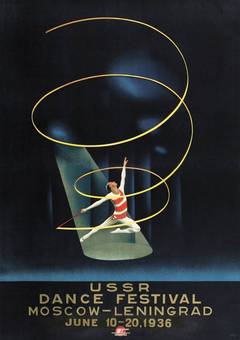 Original vintage Art Deco poster by Nikolai Zhukov - USSR Dance Festival 1936