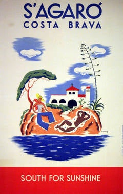 Original Vintage 1934 travel advertising poster: S'Agaro, Costa Brava, Spain