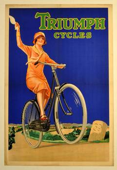 Affiche publicitaire originale vintage d'origine pour Triumph Cycles