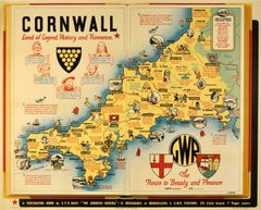 Original Vintage railway poster for Cornwall Land of Legend, History and Romance