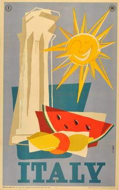 Original vintage travel advertising poster for Italy