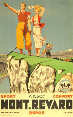 Original PLM-Plakat aus den 1930er Jahren für den Mont Revard in Savoyen Frankreich - Golf Tennis