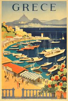 Original Vintage travel poster for Greece: Grece - Athenes / Baie de Castella
