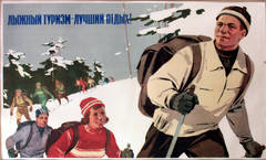 Original Vintage Soviet skiing poster - Tourism on skis is the best recreation!