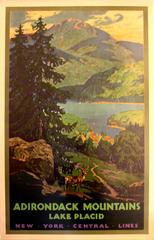 Original Vintage New York Central Lines Poster: Adirondack Mountains Lake Placid