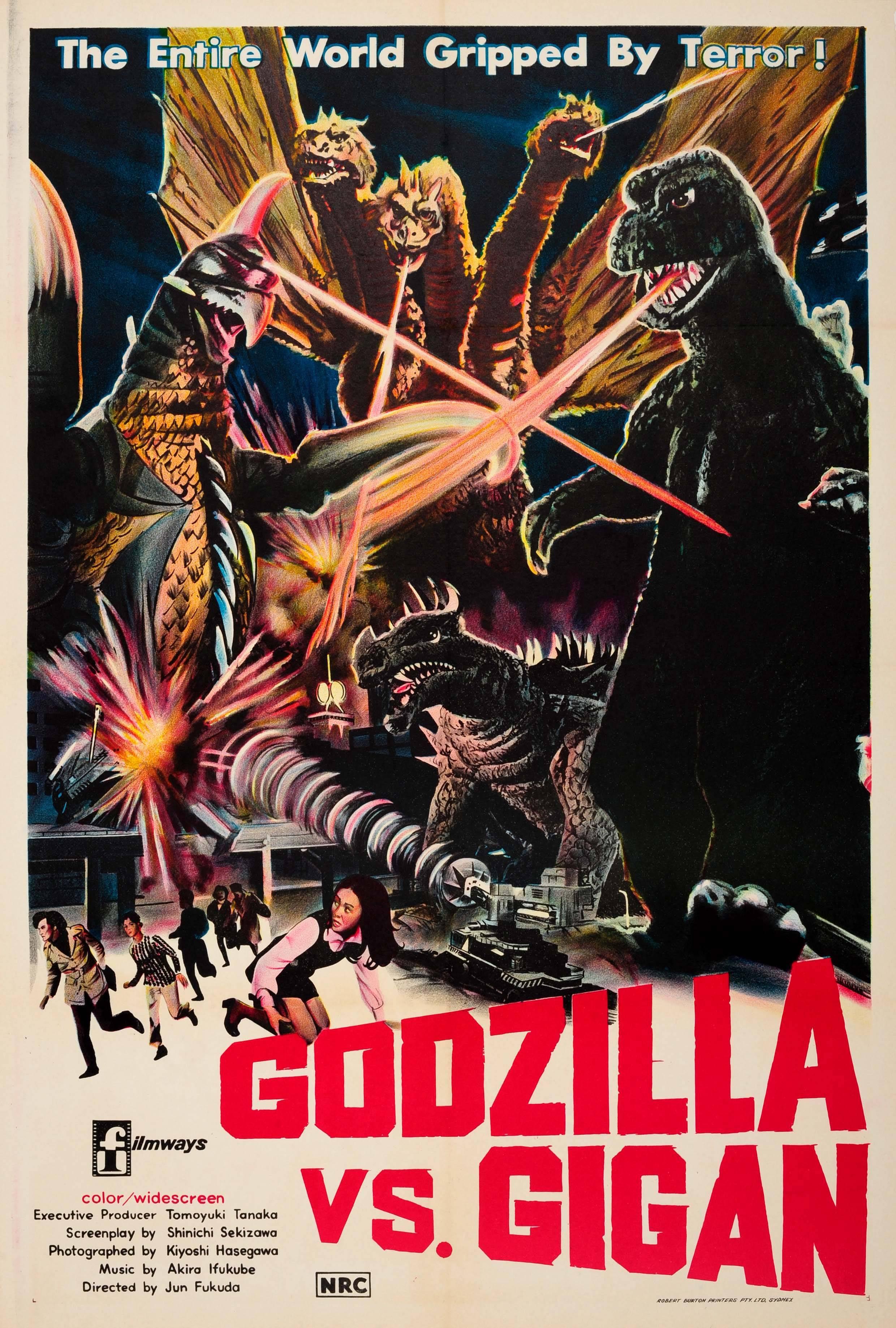 Unknown Print - Original Vintage Movie Poster For The Australian Release Of Godzilla Vs. Gigan
