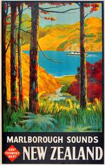 Original Vintage 1930s Travel Advertising Poster: Marlborough Sounds New Zealand