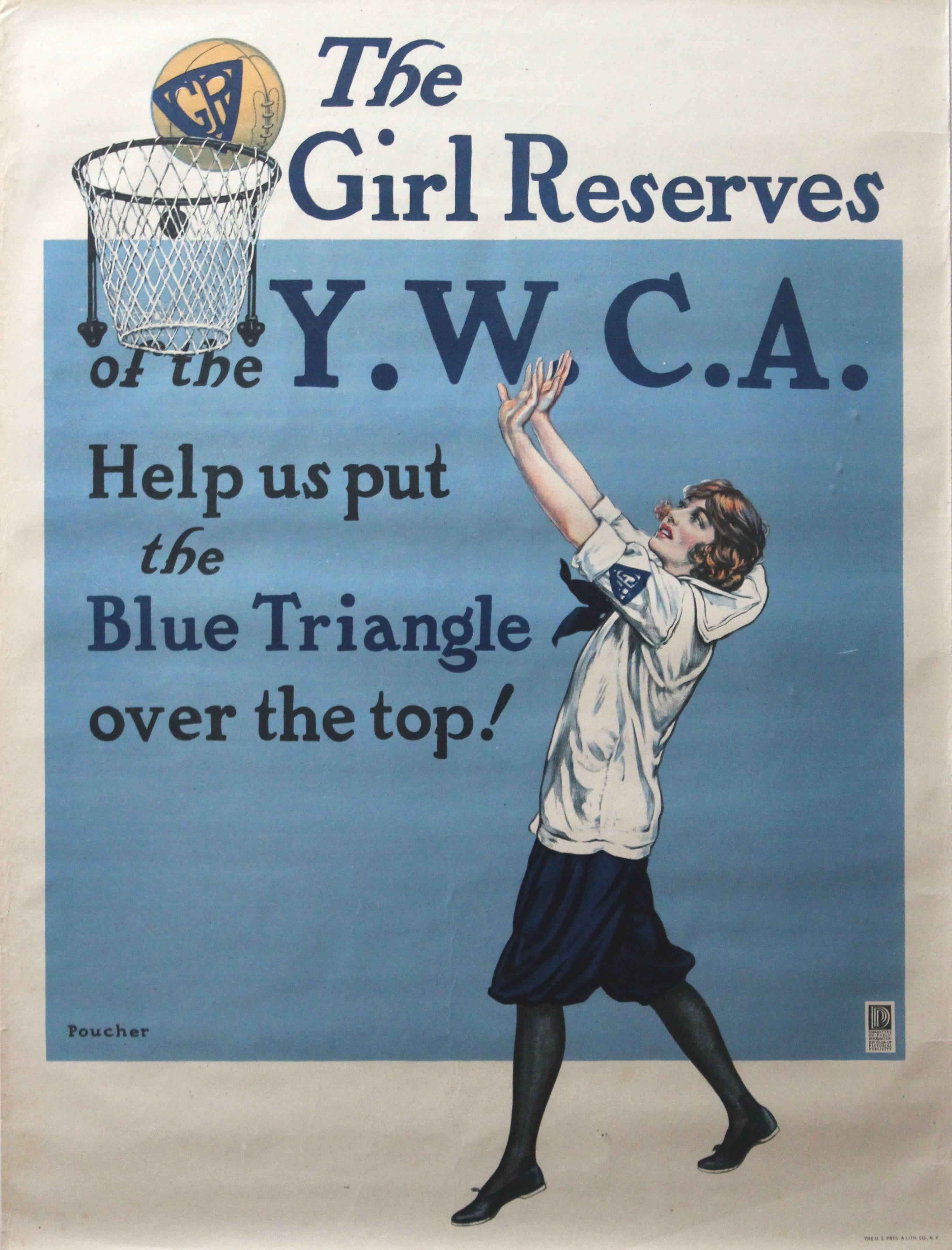 Edward Poucher Print - Rare Original WW1 Poster: The Girl Reserves Of The YWCA United War Work Campaign