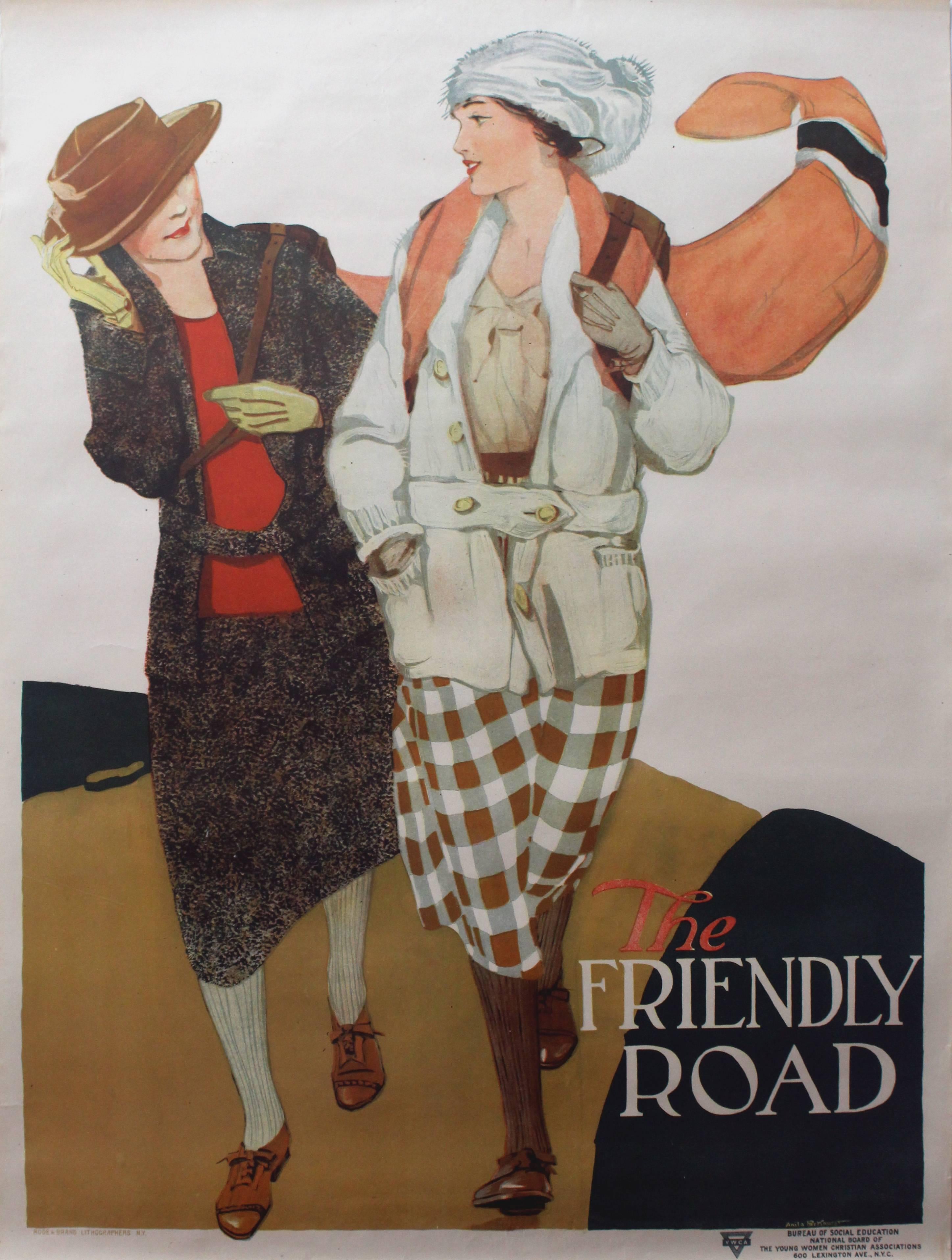 Anita Parkhurst Willcox Print - Original Vintage 1920s Poster By Anita Parkhurst - The Friendly Road - YWCA