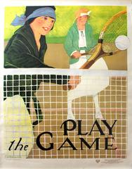 Original Antique C.1920s Health And Fitness Tennis Poster - Play The Game - YWCA
