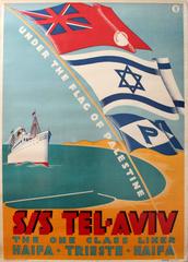 Very Rare Original Poster Issued By The Palestine Shipping Company: S/S Tel Aviv