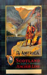 Original 1921 Anchor Line Cruise Poster - America Via Scotland - Land Of Romance