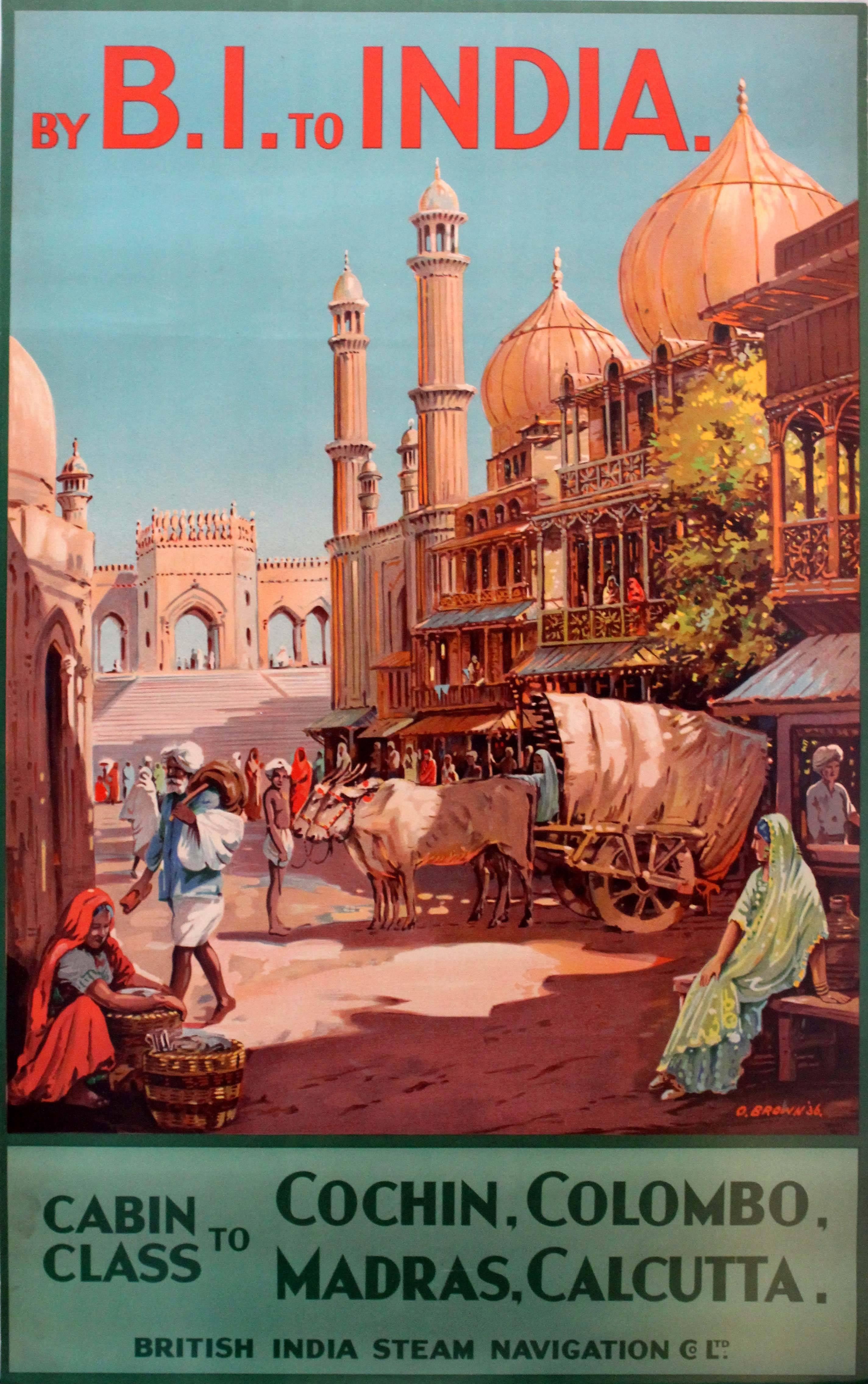 Unknown Print – Originalplakat British India Steam Navigation Company:: 1930er Jahre:: von B.I. To India
