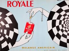 Original Vintage Tobacco Advertising Poster By Villemot For Royale Cigarettes