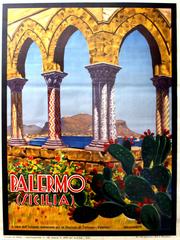 Vintage Original 1935 ENIT Travel Advertising Poster For Palermo Sicily (Sicilia) Italy