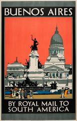 Vintage Original 1930s Royal Mail Cruise Poster - South America - Buenos Aires Argentina