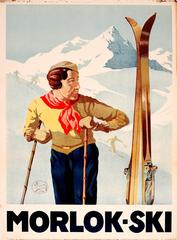 Original Vintage 1930s Austrian Winter Skiing Poster For Morlok - Ski
