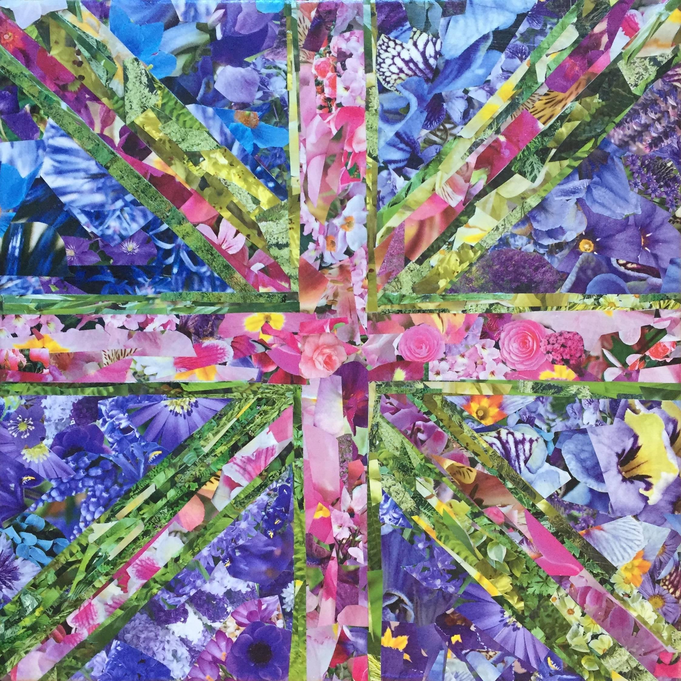 Flower Power, Collage, Canvas, Interiors, Craft, Abundance, Recycled Art, Signed. - Mixed Media Art by Tracey Thornton