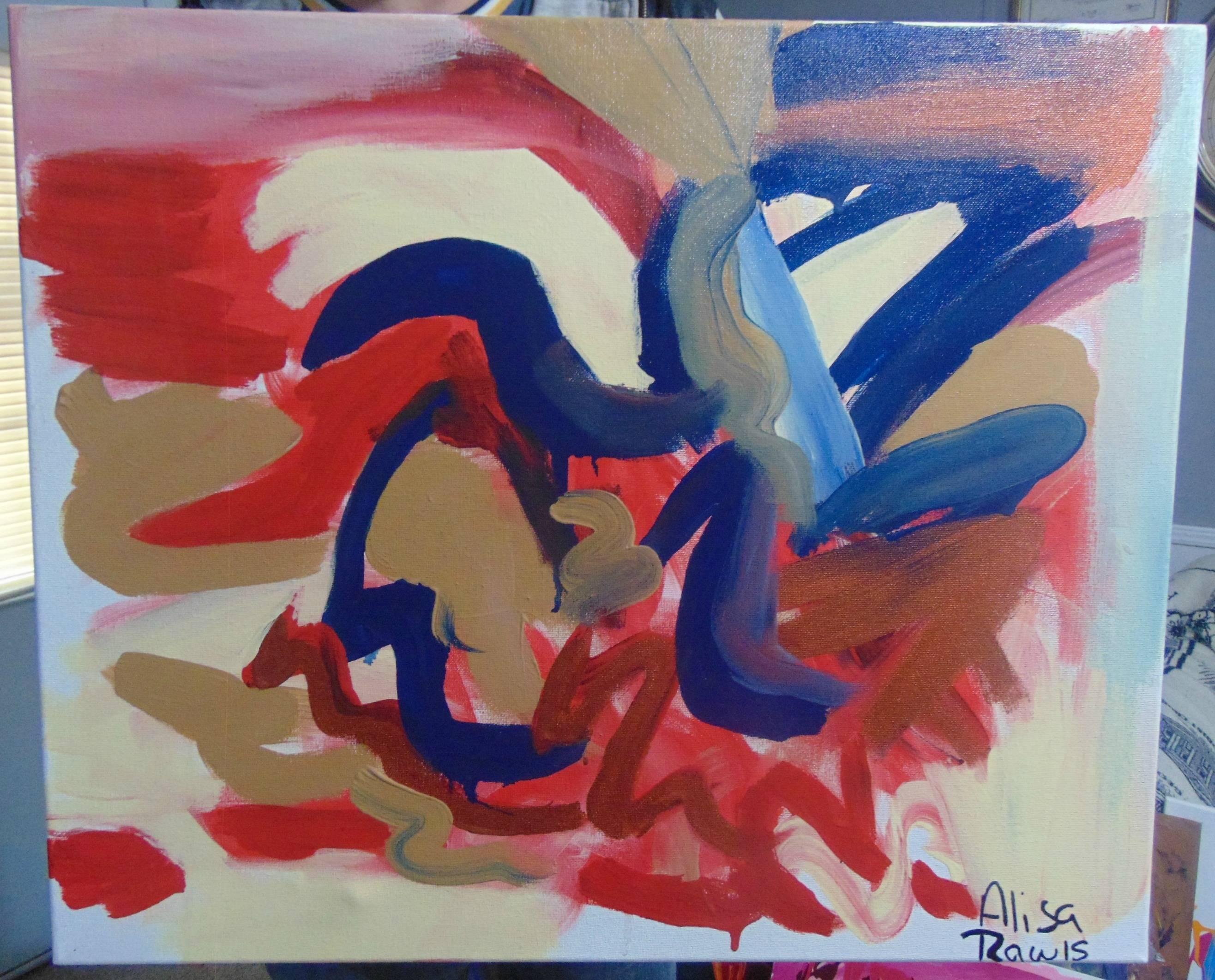 Alisa Rawls Abstract Painting - El Corazon, Original, Acrylic Pastel Oil Paint on Canvas, Heart Abstract. Signed
