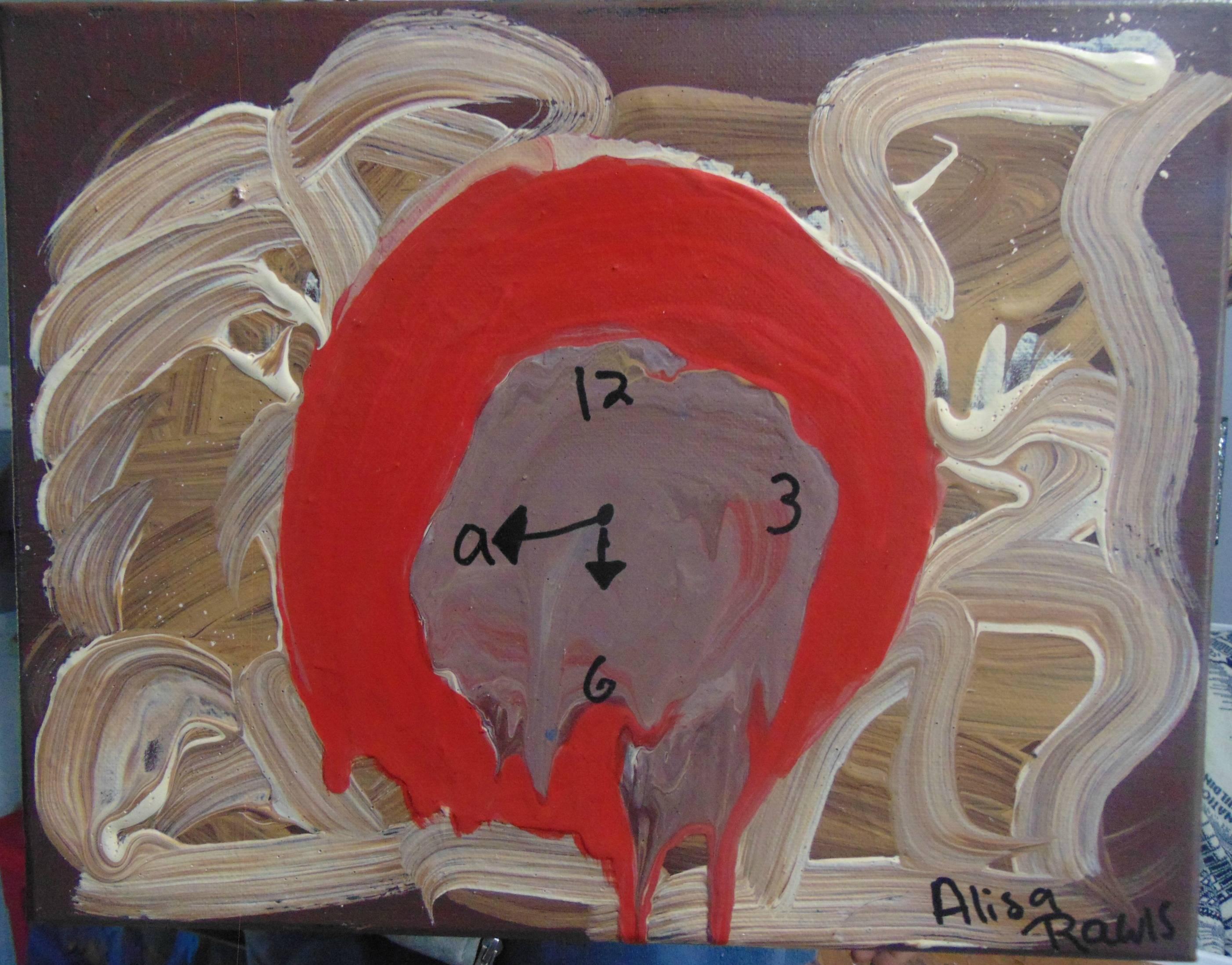 Alisa Rawls Still-Life Painting - Tiempo Original, Acrylic Pastel Paint on Canvas, Clock, Time Brother Died Signed