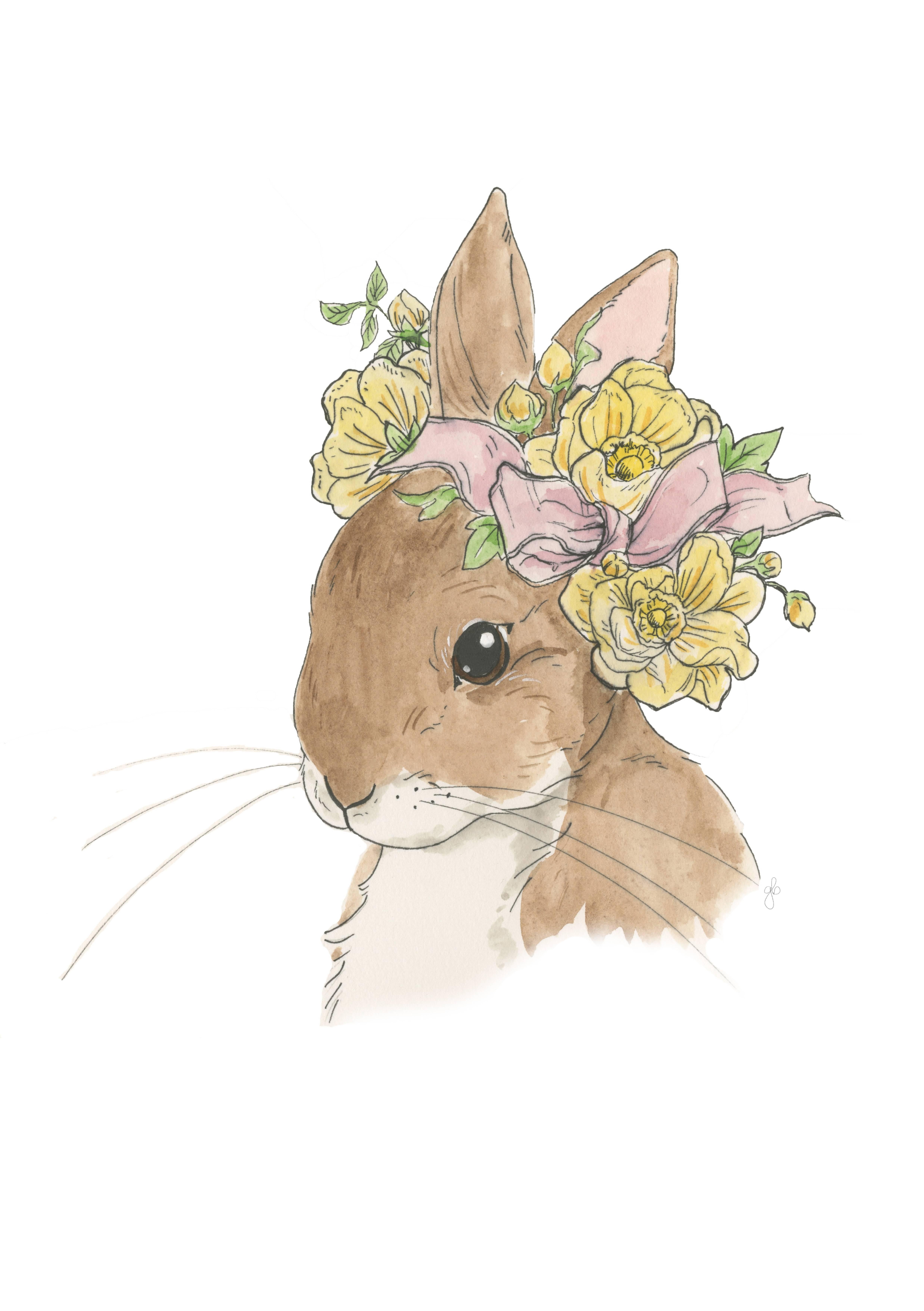 Flower Bunny - Art by Genevra Bell