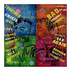 GOSSIP GIRLS (ISSUE 9) Original, Canvas Mixed Media, Vintage Graffiti Stencilled