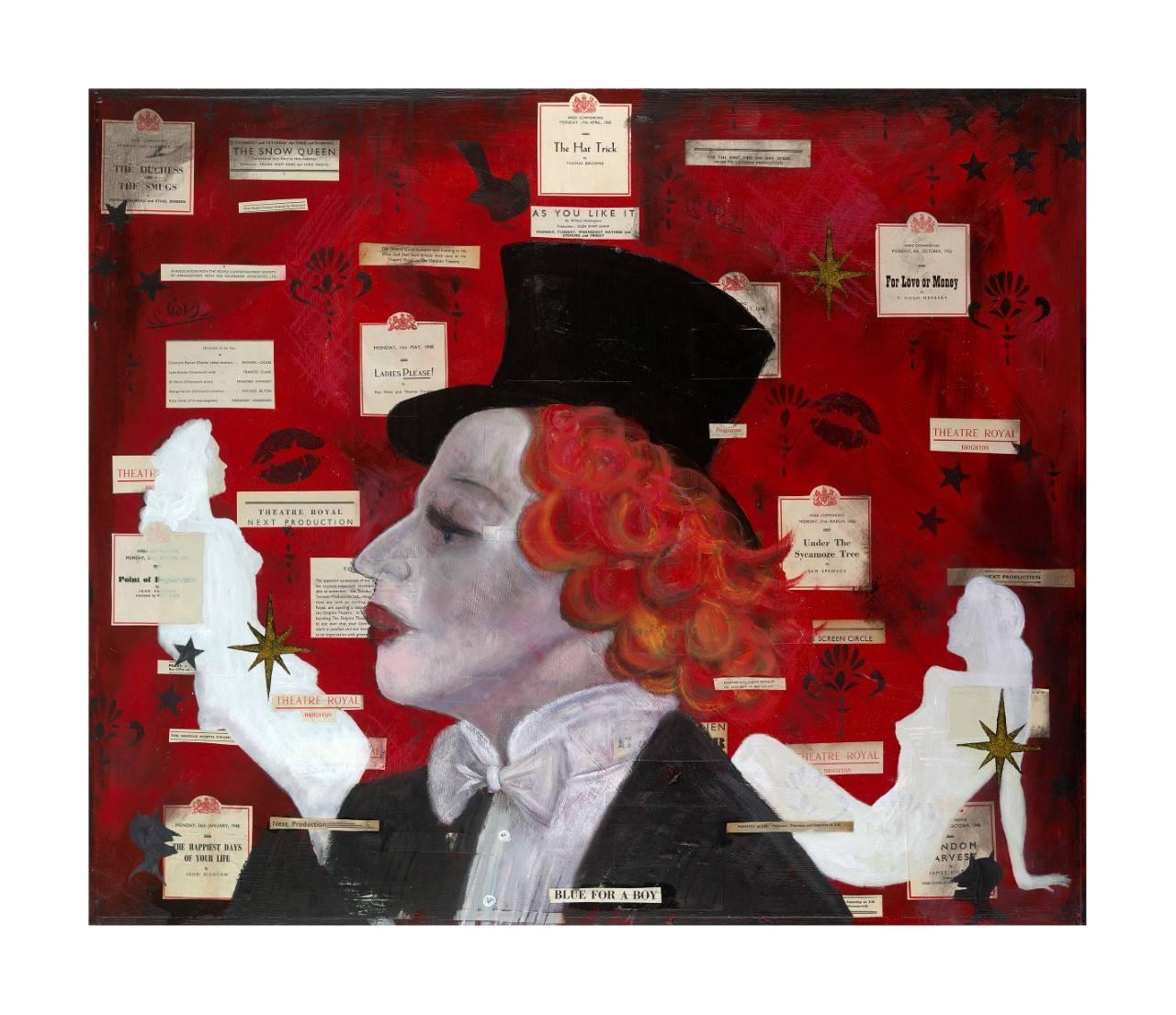 THE HAT TRICK, Original, Mixed Media on Wood, Historical look, Contemporary take