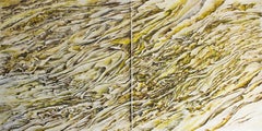 Quartz 7, Acrylic Paint on Paper, Diptych, Yellow, Mountains 2 paintings. Signed