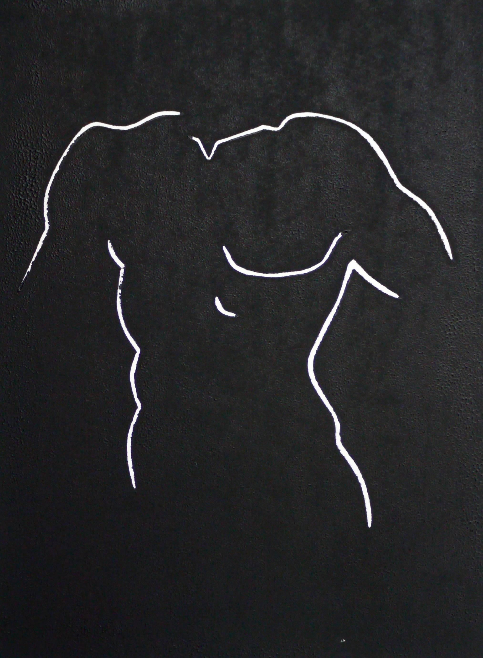 Aimée Elizabeth Parker Nude - Here, linocut 