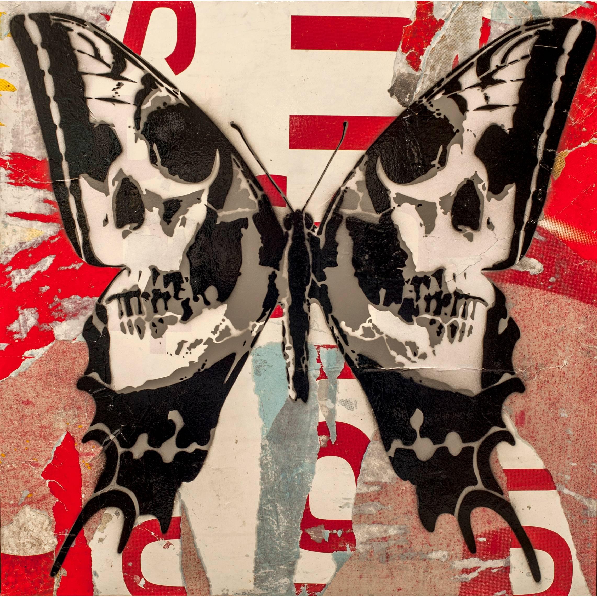 Skull Butterfly (Red Edition) - Mixed Media Art by Rich Simmons