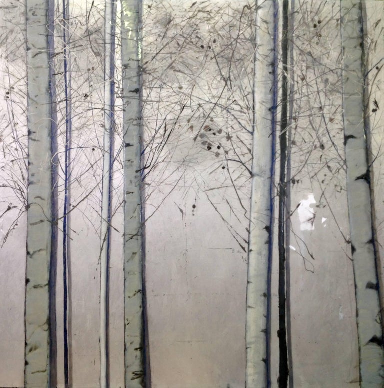 Lydia Bauman Silver Birches, Original, Oil paint on Canvas, Landscape