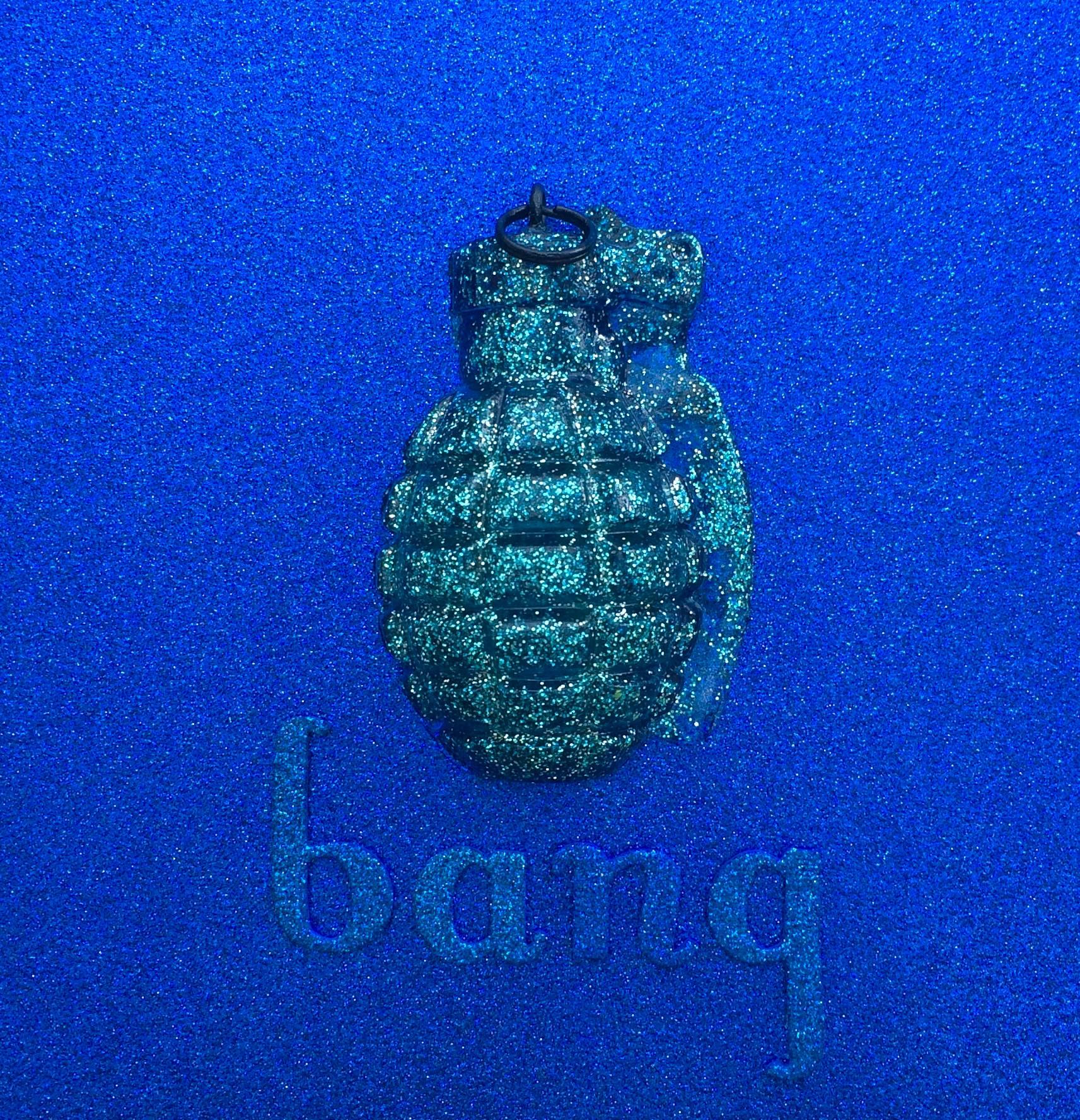 Bang Blue Original, Handcast, Resin from an Antique Grenade, Personally Signed - Art by Jana Nicole