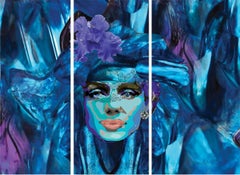 BLUE MARILYN TRIPTYCH. large tapestry 