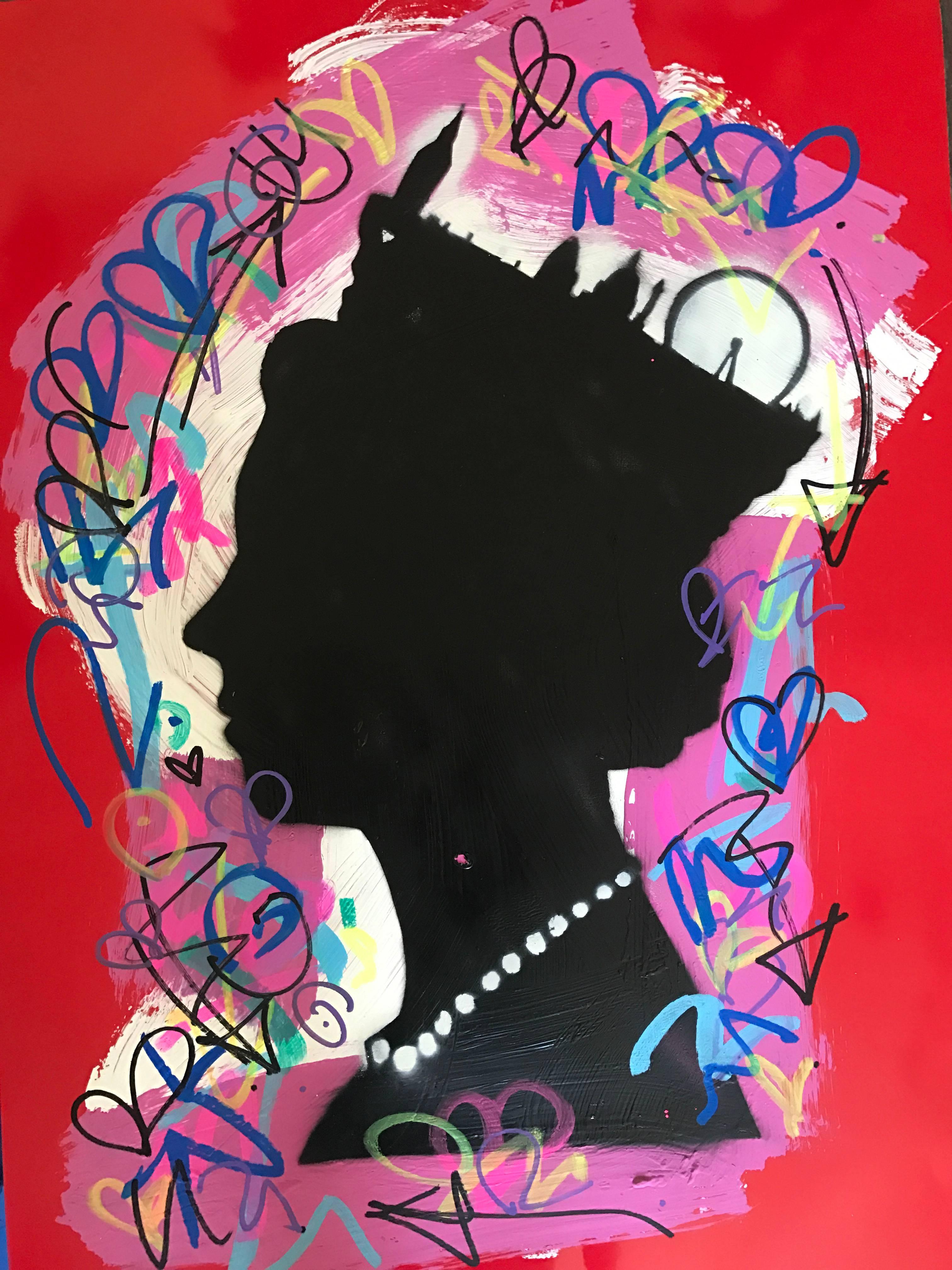 Graffiti Queen. Original. Acrylic on Canvas, Hand Embellish Graffiti Tags, Icons - Mixed Media Art by grAzie